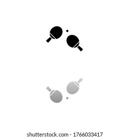 Ping pong. Black symbol on white background. Simple illustration. Flat Vector Icon. Mirror Reflection Shadow. Can be used in logo, web, mobile and UI UX project