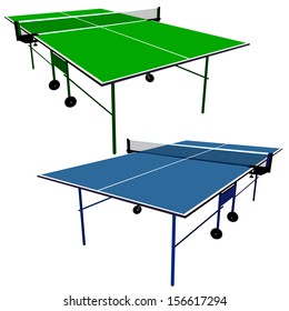 Ping pong blue and green table tennis. Vector illustration.