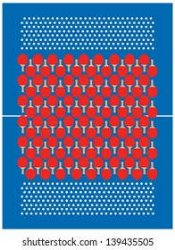 Ping Pong Blue Table Top View Vector Illustration