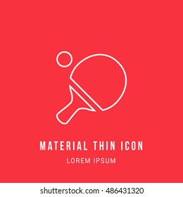 Ping Pong Bright red material designed line thin flat icon / logo