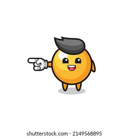 ping pong cartoon with pointing left gesture , cute design