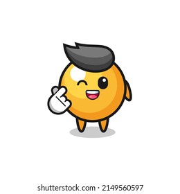 ping pong character doing Korean finger heart , cute design