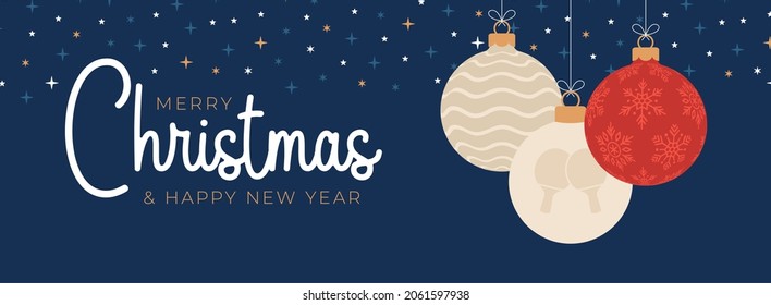 Ping pong christmas greeting card. Merry Christmas and Happy New Year flat cartoon Sports banner. table tennis ball as a xmas ball on background. Vector illustration.