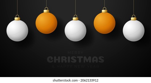 Ping pong christmas greeting card. Merry Christmas and Happy New Year Hang on a thread table tennis ball as a xmas ball. sport Vector illustration.