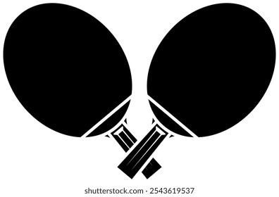 ping pong, crossed table tennis racket icon in black and white