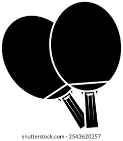 ping pong, crossed table tennis racket icon without ball in black and white