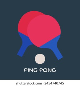 Ping pong design, two rackets and a ball. Table tennis tournament, championship, ping pong competition. Poster, flyer, banner template for sports games. Flat vector illustration eps 10.