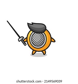 ping pong earth cartoon as fencer mascot , cute design
