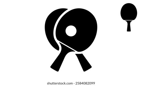 Ping Pong emblem, black isolated silhouette