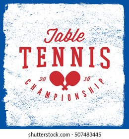 ping pong emblem. table tennis logotype template on grunge background. vector illustration