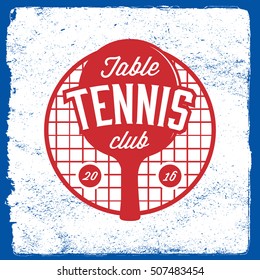 ping pong emblem. table tennis logotype template on grunge background. vector illustration