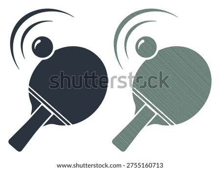 Ping pong equipment and ball. Fast paced game. Sport.