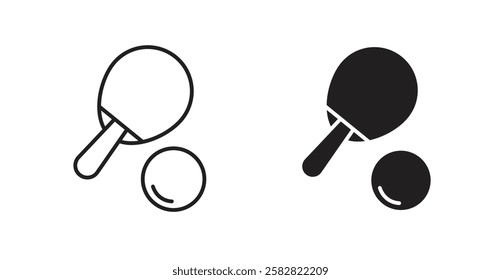 Ping pong filled and outlined icons vectors on white background