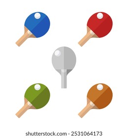 Juego de ping pong iconos coloridos diseño plano