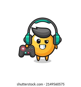 ping pong gamer mascot holding a game controller , cute design