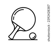 Ping pong glyph icon. Rackets for table tennis. Black silhouette of a table tennis racket and ball. Vector illustration