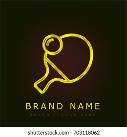 Ping pong golden metallic logo