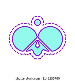 Ping pong icon. Colored sketch with dotted border on white background