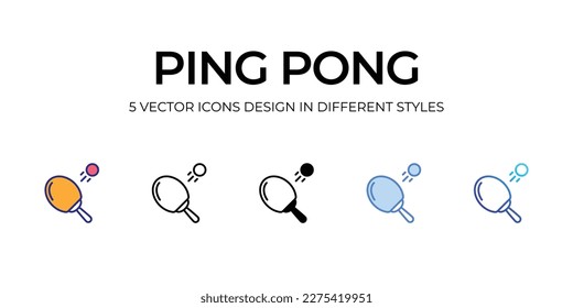 ping pong Icon Design in Five style with Editable Stroke. Line, Solid, Flat Line, Duo Tone Color, and Color Gradient Line. Suitable for Web Page, Mobile App, UI, UX and GUI design.