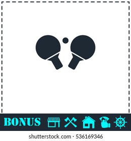 Ping pong icon flat. Simple vector symbol and bonus icon