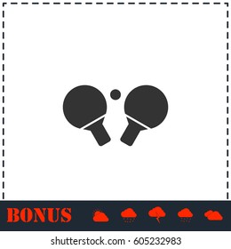 Ping pong icon flat. Simple vector symbol and bonus icon