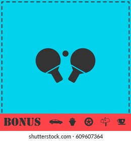 Ping pong icon flat. Simple vector symbol and bonus icon