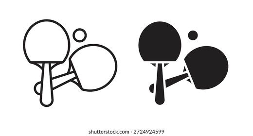 Ping pong ícone plana e coleção de traçado para trabalho de ux da interface do usuário.