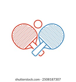 Ping pong ícone em estilo plano. Ilustração de vetor de raquete e bola em plano de fundo isolado. Conceito empresarial do sinal de tênis de mesa.