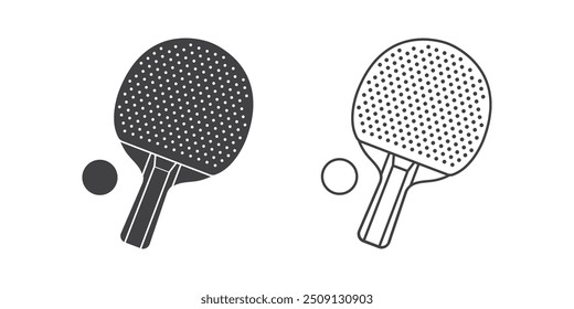 Ping pong ícone em estilo plano. Ilustração de vetor de raquete e bola em plano de fundo isolado. Conceito empresarial do sinal de tênis de mesa.