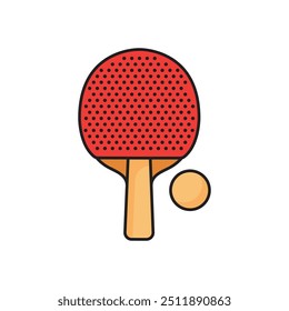 Ping pong icon in flat style. Racket and ball vector illustration on isolated background. Table tennis sign business concept.