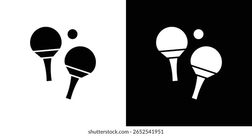 Ping pong ícone em versão plana em fundo preto e branco
