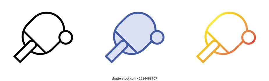 icono de ping pong. Lineal, relleno azul y diseño de estilo degradado aislado sobre fondo blanco