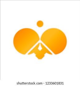 Ping pong icon. Orange sign with low light on white background