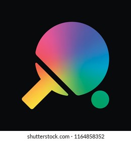 Ping pong icon. Rainbow color and dark background