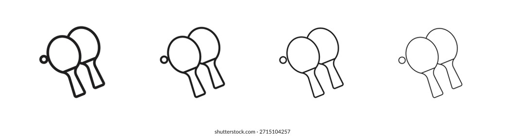 Pingpong-Symbolsatz. Eine Sammlung von einfachen schwarzen dünnen Strichen Symbole