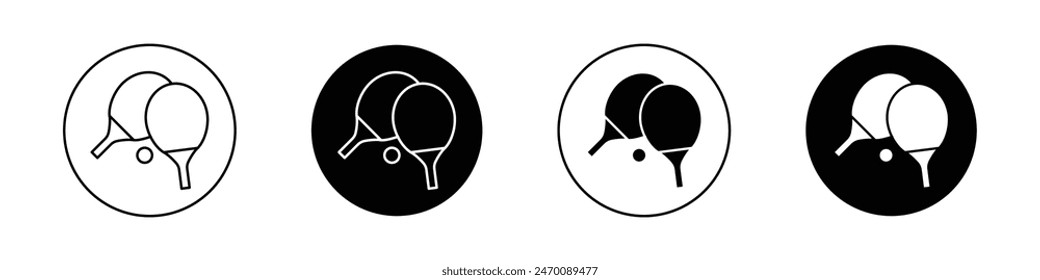 Ping pong icon set. table tennis racket vector symbol. pingpong game paddle sign. tabletennis tournament icon in filled and outlined style.