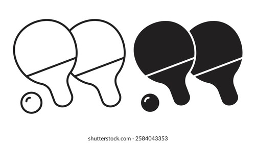 Ping pong icon set in thin line. vector illustrations for web