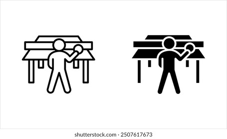Ping pong icon set, vector illustration on white background. color editable