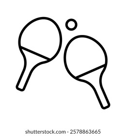 Ping pong icon set. Vector icon of table tennis racket in game paddle. Tournament symbol.