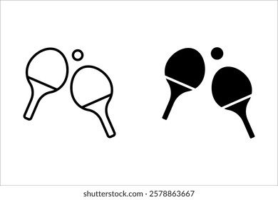 Ping pong icon set. Vector icon of table tennis racket in game paddle. Tournament symbol.