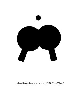 Ping pong icon. Table tennis sign. Playing sport game elements. Rackets and a ball. Flat design. Vector Illustration.