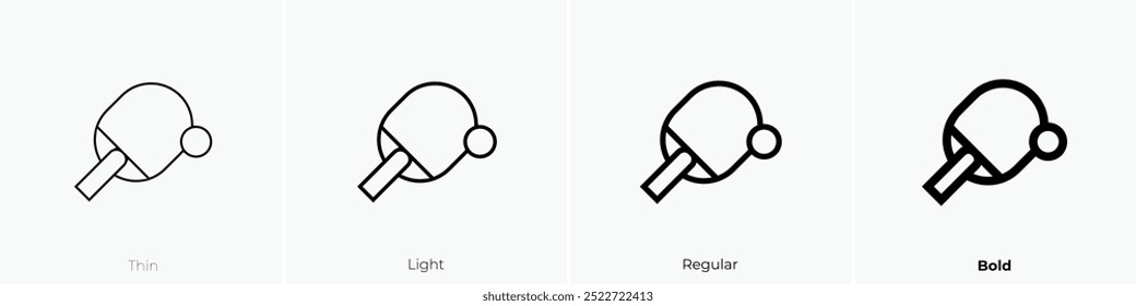 ping pong icon. Thin, Light Regular And Bold style design isolated on white background