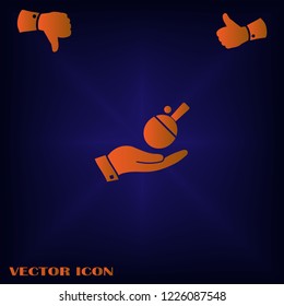 Ping pong Icon in trendy flat style isolated on blue background. Sport symbol for your web design, logo, UI. Vector illustration, EPS10.