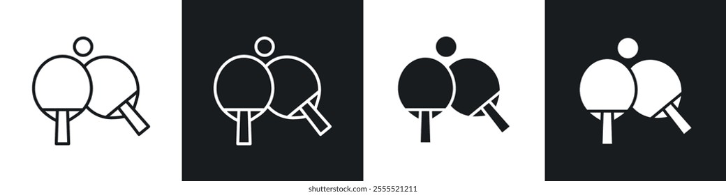 Ping pong icon vector collection in black and white.