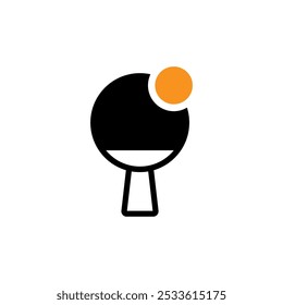 Ping pong icon. Vector icon of table tennis racket in game paddle. Tournament symbol.