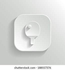 Ping pong icon - vector white app button with shadow