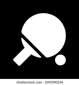 Ping pong icon. White icon on black background. Inversion