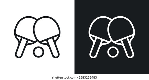 Ping pong icons in black and white liner strokes for web design.