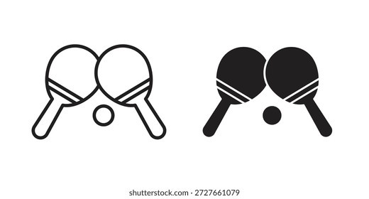 Coleção de ícones de ping pong. Ícones finos lineares e planos pretos