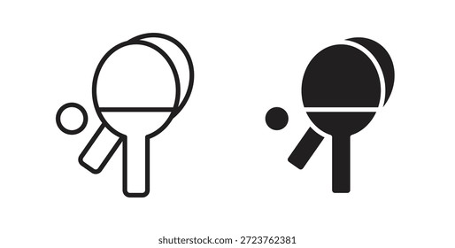 Ping-Pong-Symbole in gefüllt, dünne Linie, Umrisse und Striche